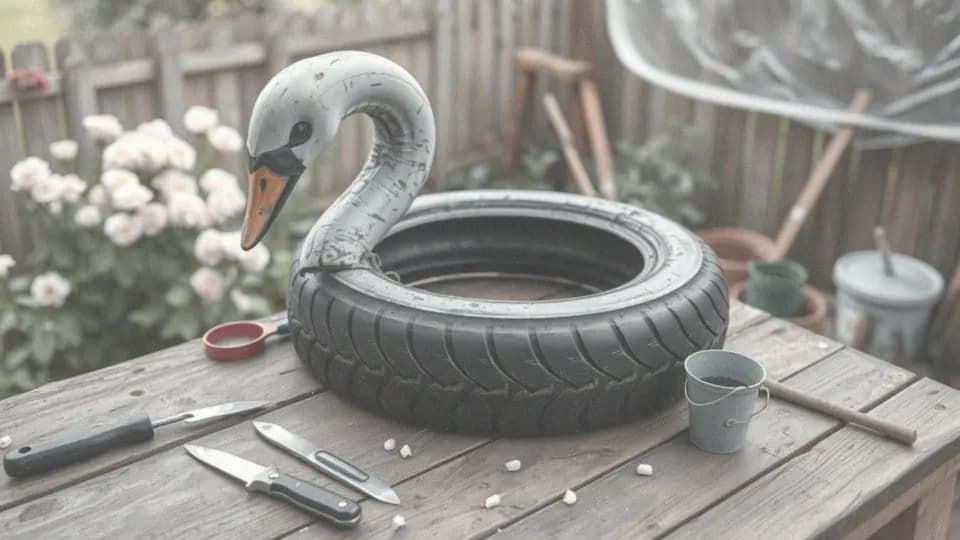 Poznaj proste kroki jak zrobić łabędzia z opony: piękna dekoracja do ogrodu